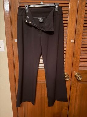 Apostrophe Black Flared Work Pants with Snap Waist